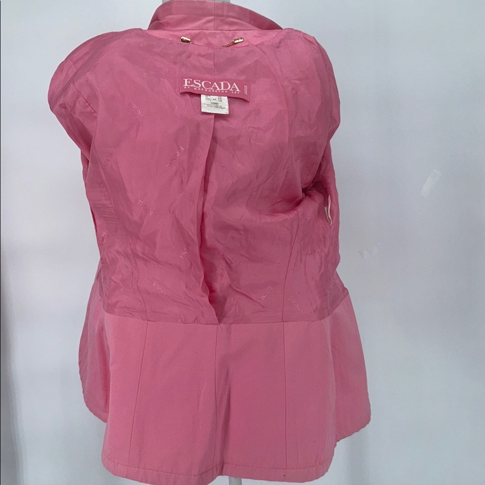 Escada by Margaretha Ley Pink Cotton Blazer Jacket Gold Buttons Size 42 Vintage - Picture 10 of 14